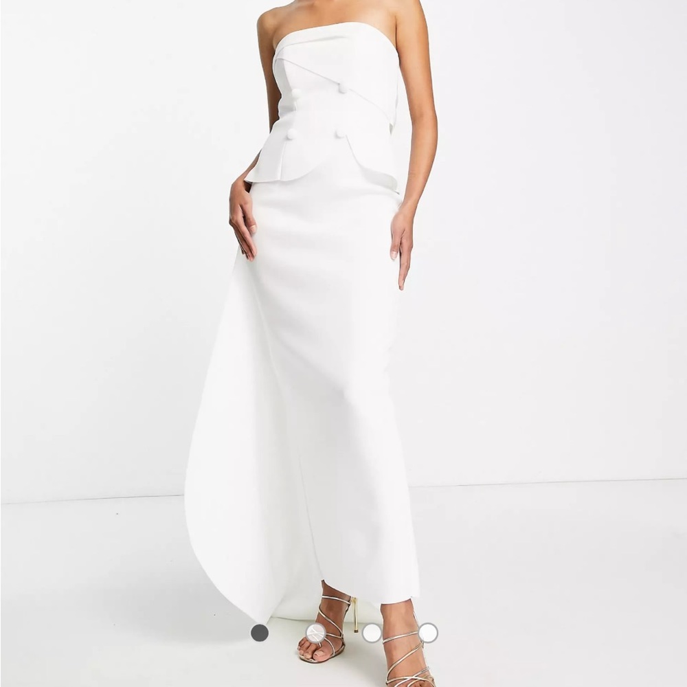 ASOS Premium bandeau tux detail maxi dress in ivory, size 6